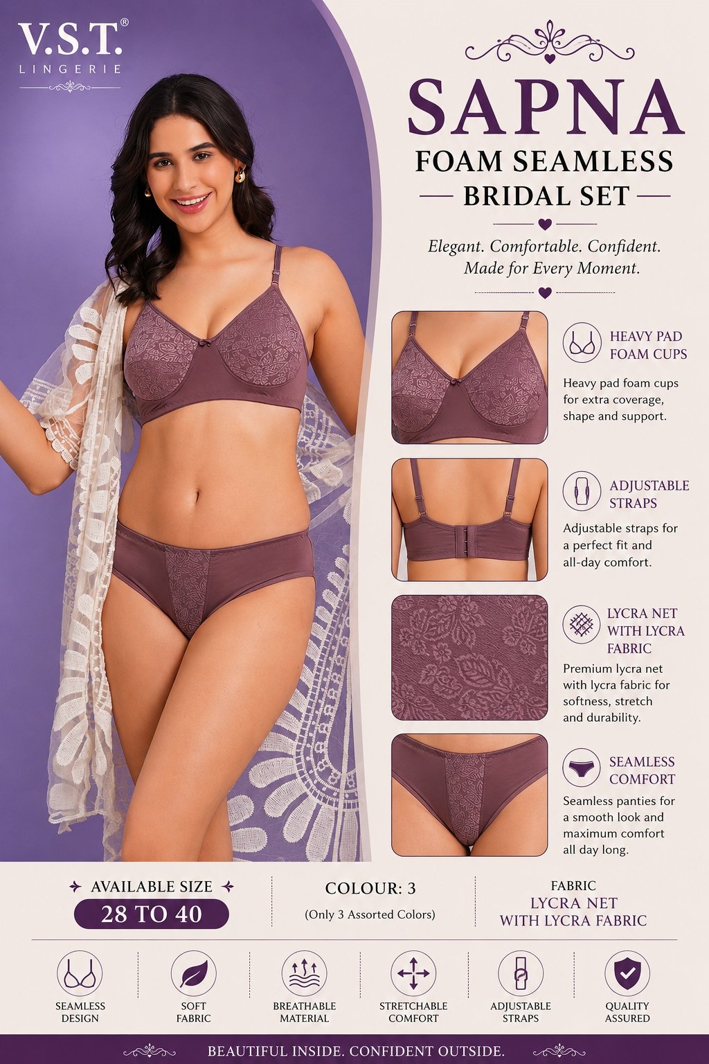 VST Sapna Foam Seamless Bridal Set