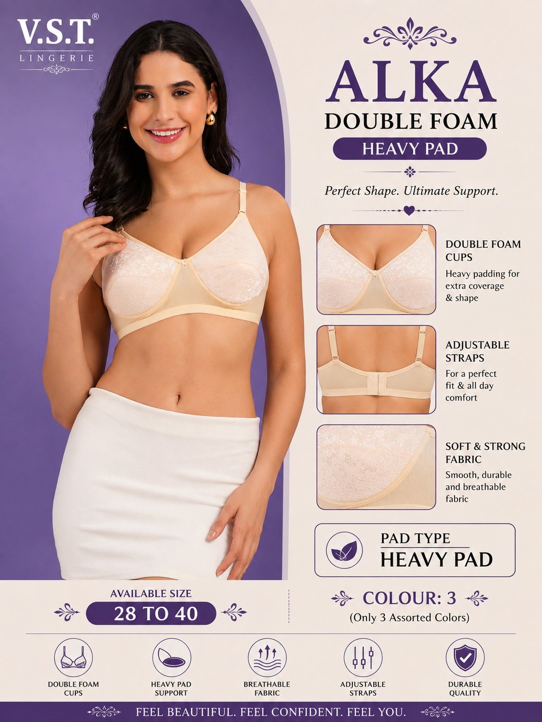 VST Alka Double Foam Heavy Pad Bra